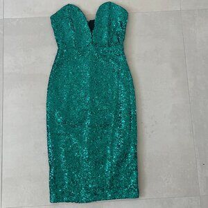 A’Gaci Teal Sequin Mermaid Midi Dress | Size S